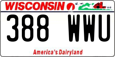 WI license plate 388WWU