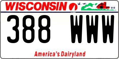 WI license plate 388WWW