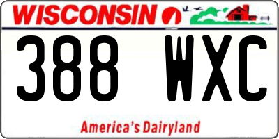 WI license plate 388WXC
