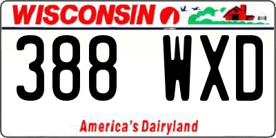 WI license plate 388WXD