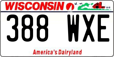 WI license plate 388WXE