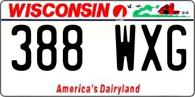 WI license plate 388WXG
