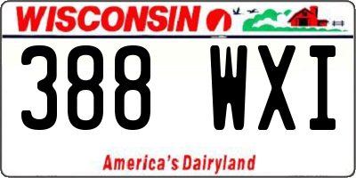 WI license plate 388WXI