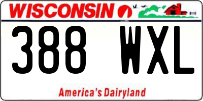 WI license plate 388WXL