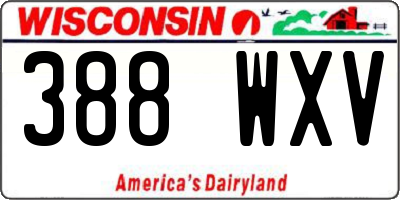 WI license plate 388WXV