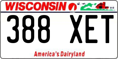 WI license plate 388XET