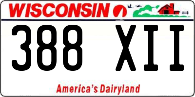 WI license plate 388XII