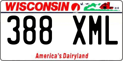 WI license plate 388XML
