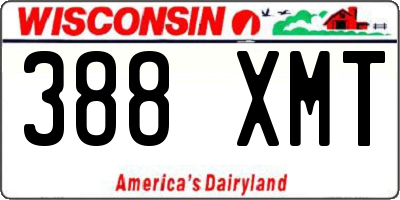 WI license plate 388XMT