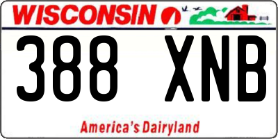 WI license plate 388XNB