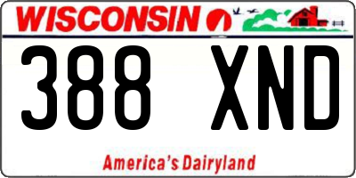 WI license plate 388XND