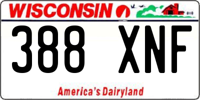 WI license plate 388XNF