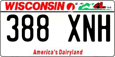 WI license plate 388XNH