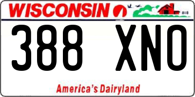 WI license plate 388XNO