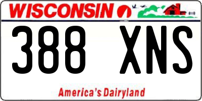 WI license plate 388XNS