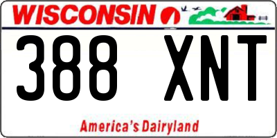 WI license plate 388XNT