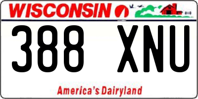 WI license plate 388XNU