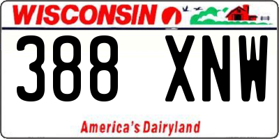 WI license plate 388XNW