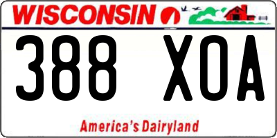 WI license plate 388XOA