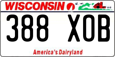 WI license plate 388XOB