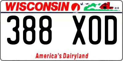 WI license plate 388XOD