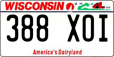 WI license plate 388XOI