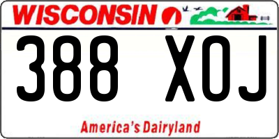 WI license plate 388XOJ
