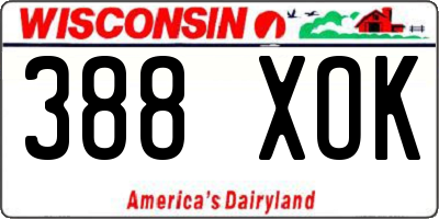 WI license plate 388XOK