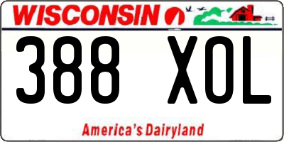 WI license plate 388XOL