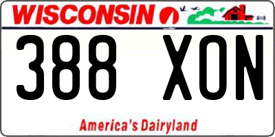 WI license plate 388XON