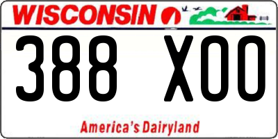 WI license plate 388XOO