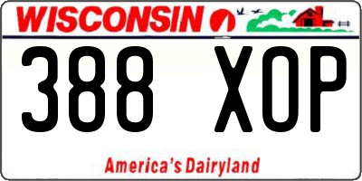 WI license plate 388XOP