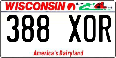 WI license plate 388XOR