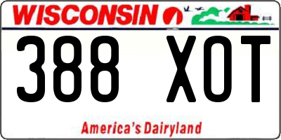 WI license plate 388XOT