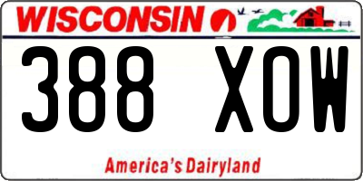 WI license plate 388XOW