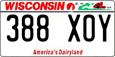 WI license plate 388XOY