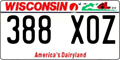 WI license plate 388XOZ