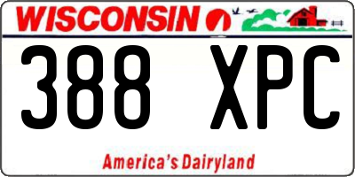 WI license plate 388XPC