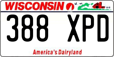 WI license plate 388XPD