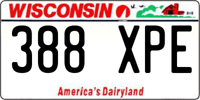 WI license plate 388XPE