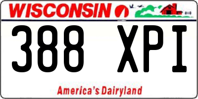 WI license plate 388XPI