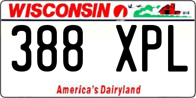 WI license plate 388XPL