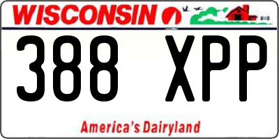 WI license plate 388XPP