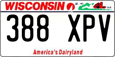 WI license plate 388XPV