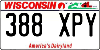 WI license plate 388XPY