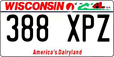 WI license plate 388XPZ