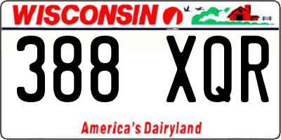 WI license plate 388XQR
