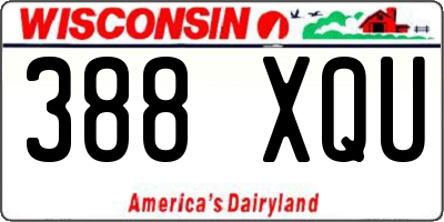 WI license plate 388XQU