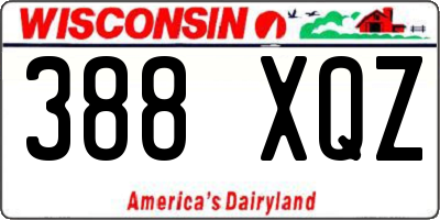 WI license plate 388XQZ