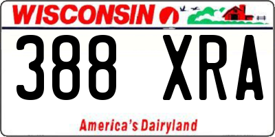 WI license plate 388XRA